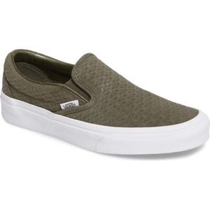 Women's 5.5 vans olive suede slip ons
